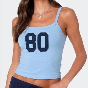 EDIKTED Sky Blue Camisole with Navy Number Print
